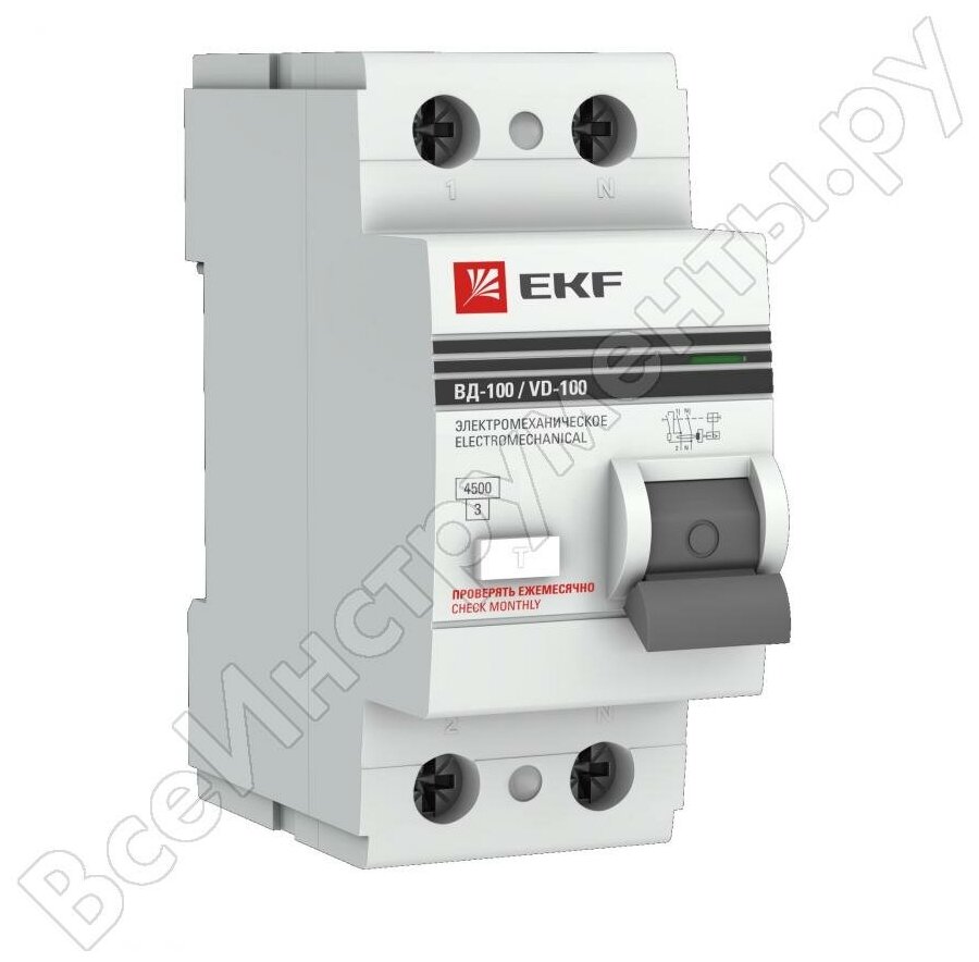 Электронное устройство защитного отключения EKF ВД-100 2P 40А/30мА тип А PROxima elcb-2-40-30-e-a-pro
