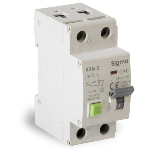 Дифференциальный автомат AC 2P 30mA 6kA 40A SIGMA ELEKTRIK