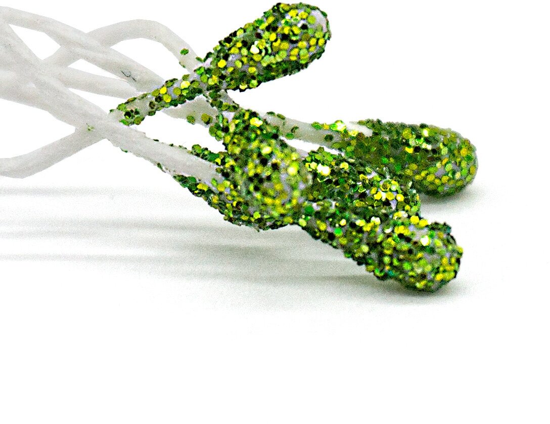 Тычинки для цветов, 2 пучка, светло-зеленые с блестками, Айрис — фото 1