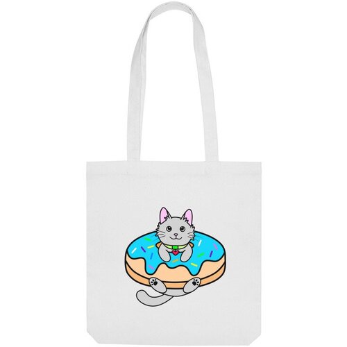 Сумка шоппер Us Basic, белый мужская футболка серый котенок в пончике 2xl серый меланж