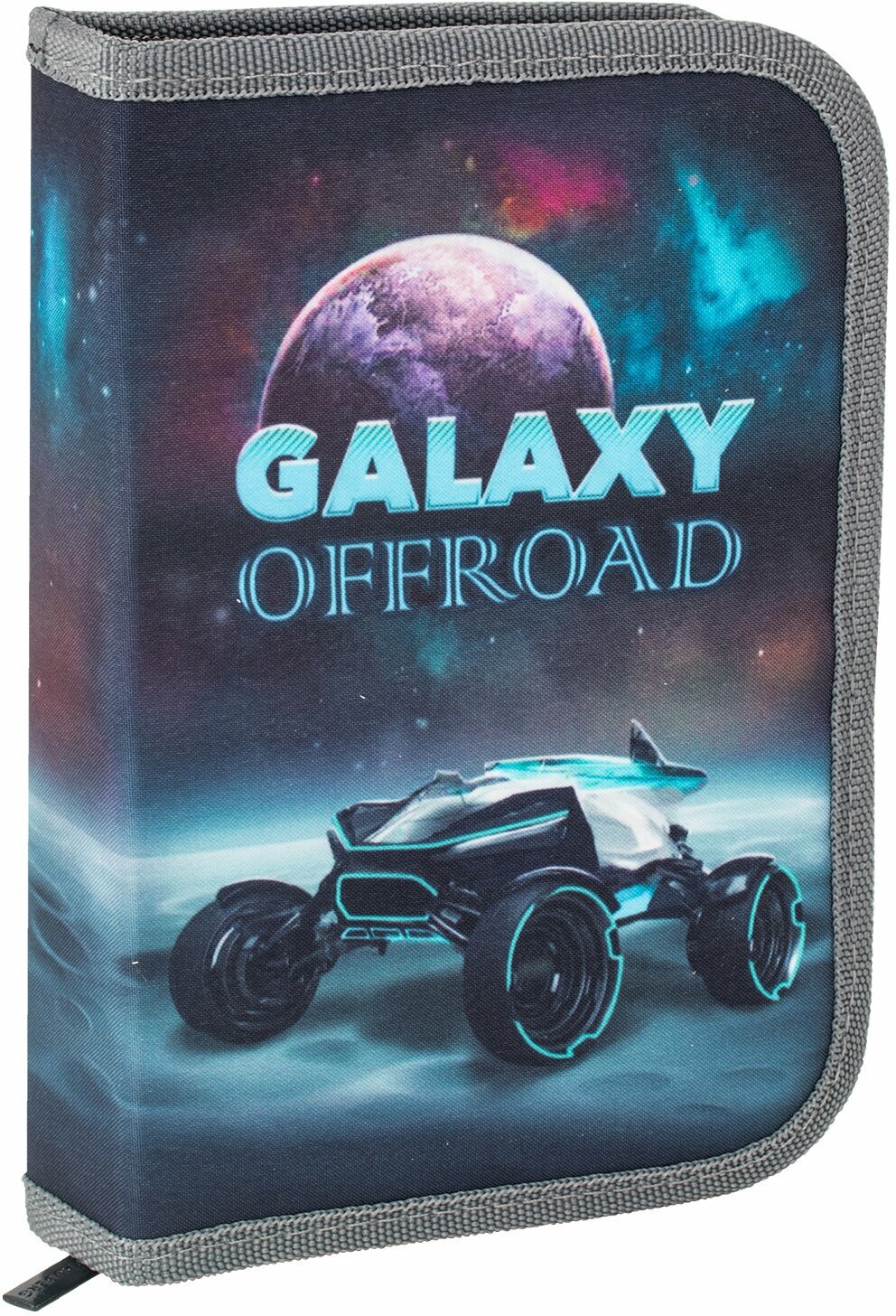 Пенал BRAUBERG с наполнением, 1 отд, откидная планка, 24 предмета,21х14 см, Galaxy offroad, 270318