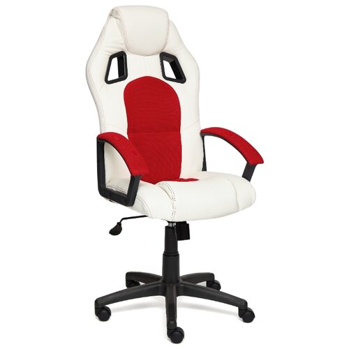 фото Компьютерное кресло TetChair Драйвер, обивка: текстиль/искусственная кожа, цвет: белый/красный