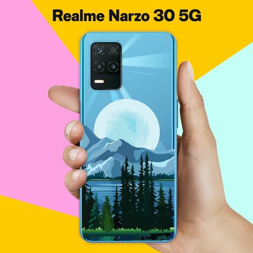 Силиконовый чехол на realme Narzo 30 5G Луна / для Реалми Нарзо 30 5 Джи силиконовый чехол на realme narzo 30 5g узор 5 для реалми нарзо 30 5 джи