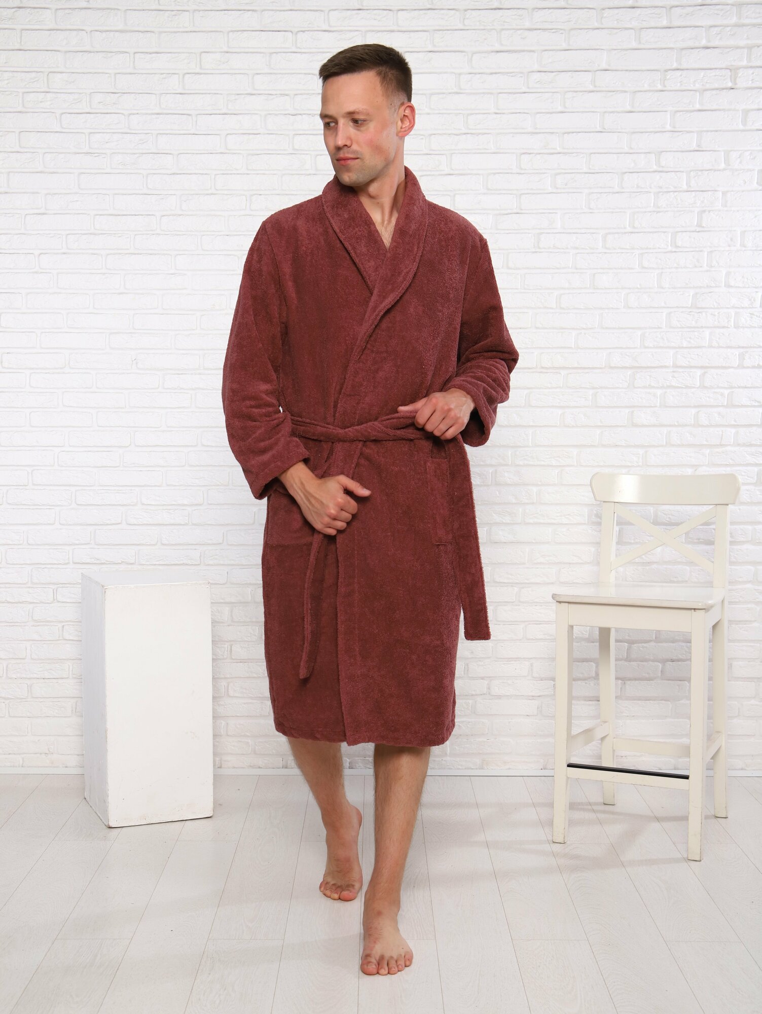 Халат мужской махровый, халат банный, домашний халат - фотография № 3
