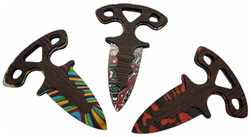 Детский Набор из 3-х деревянных тычковых ножей Керамбит пират. Тычковые деревянные ножи из CS GO.