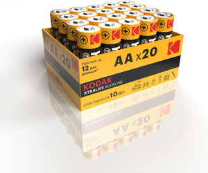 Элемент питания KODAK, LR6/20BOX XTRALIFE Alkaline, 20 штук в боксе