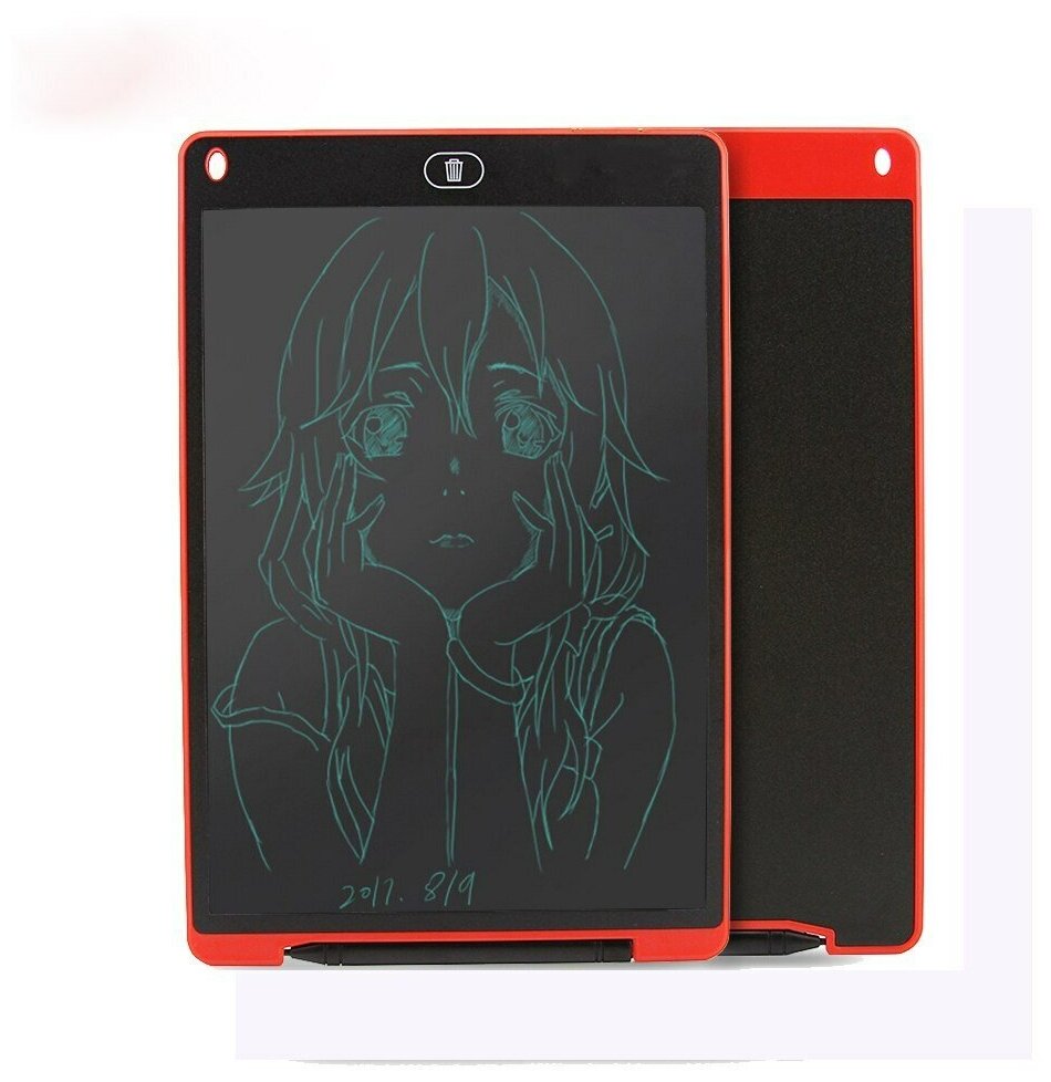 Графический планшет для рисования детский LCD Writing Tablet 12 дюймов со стилусом, красный / Интерактивная доска / Планшет для рисования / Электронный блокнот