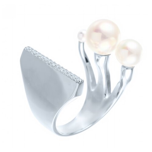 фото Element47 кольцо из серебра 925 пробы с жемчугом майорика и фианитами ol01436a-ko-wm-001-wg, размер 17.5