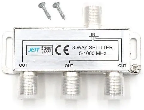 Делитель ТВ сигнала антенный сплиттер на 3 телевизора 5-1000 MHz JETT