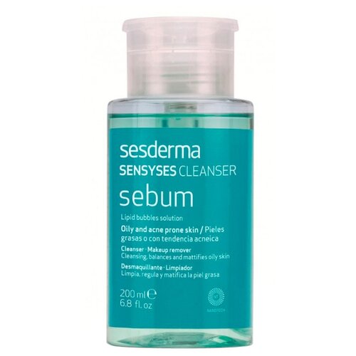 фото Sesderma липосомальный лосьон для снятия макияжа sensyses cleanser sebum, 200 мл