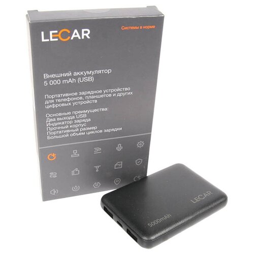 Внешний аккумулятор Power Bank. зарядное устройство 5 000 mAh , USB-разъем LECAR Lecar LECAR000013506