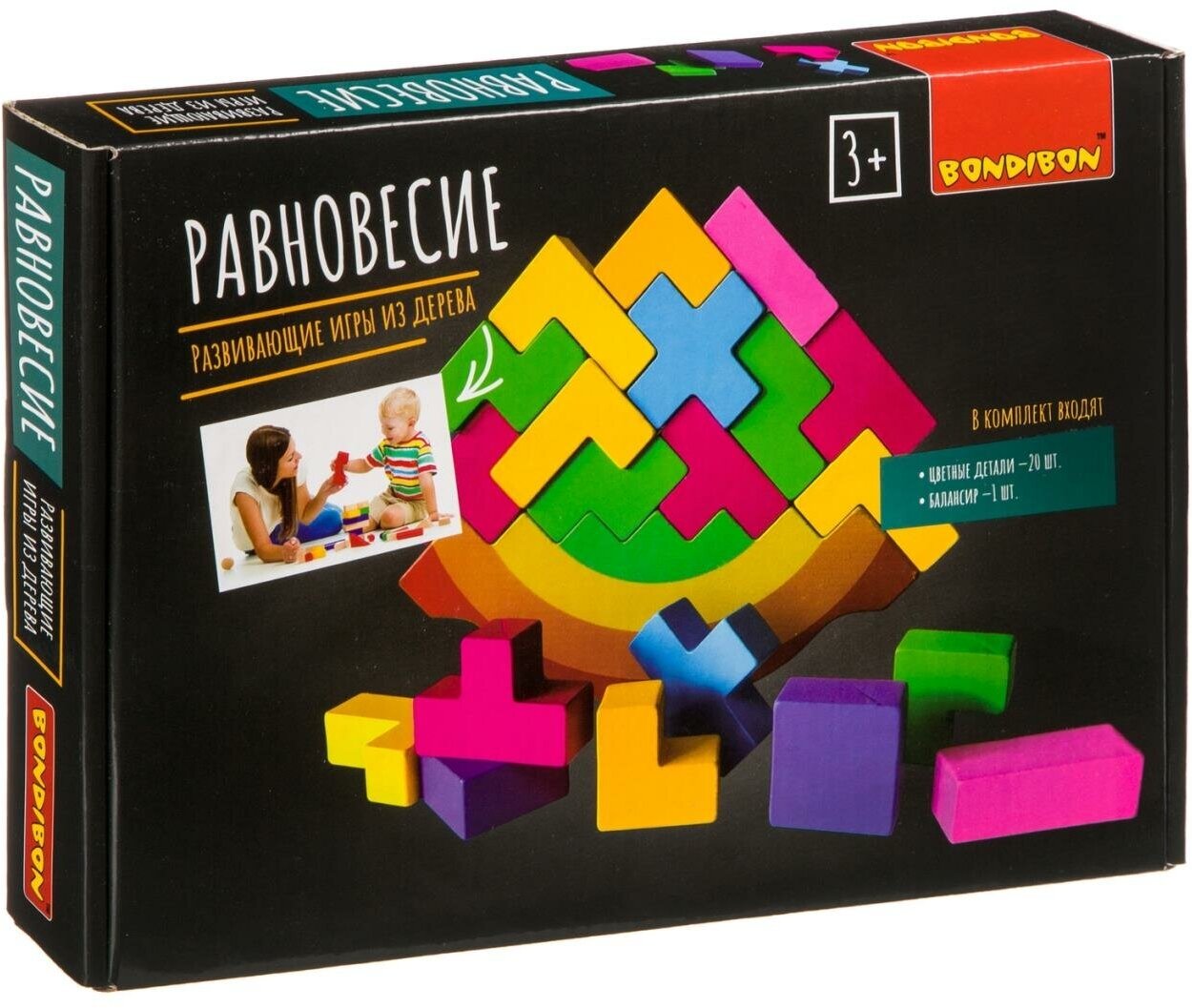 Развивающие игры из дерева Bondibon Игра-баланс "равновесие", BOX 27,6×3,7×19 см