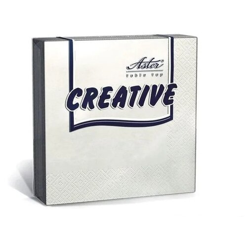 Салфетки бумажные ASTER Creative 33x33 см белые 3-слойные 20 штук в упаковке