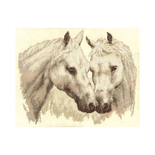 фото Набор для вышивания panna "пара белых лошадей", арт. ж-1066, 43,5х36,5 см
