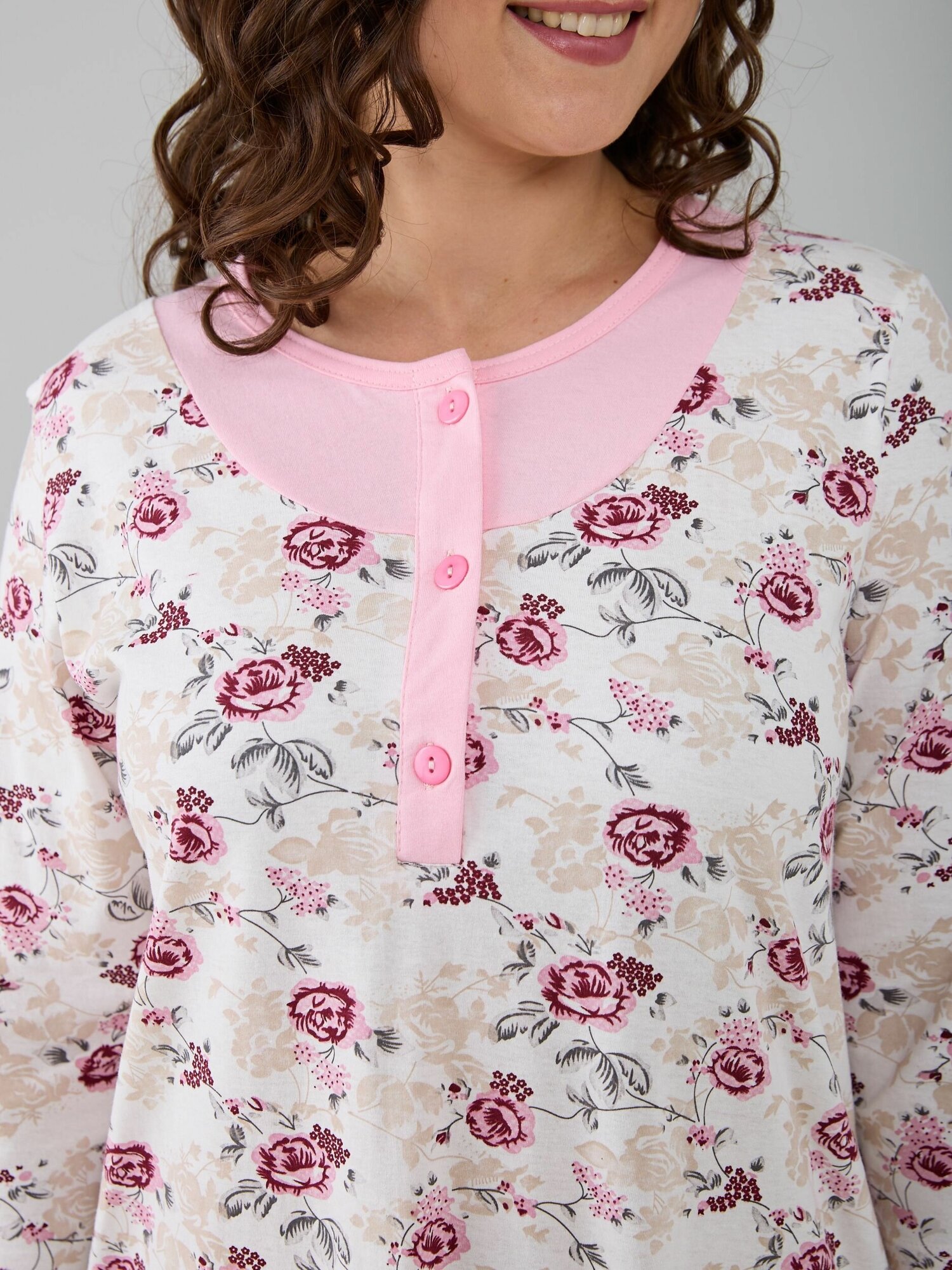 Ночная сорочка женская Алтекс розово-белая, размер 48 - фотография № 6