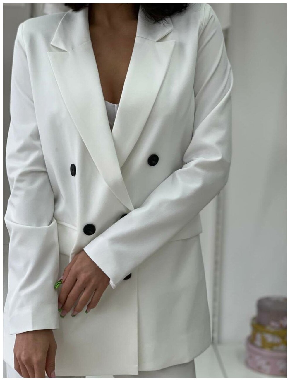 Костюм классический MATRESHKA_LOVE Комплект классический женский, зауженные брюки, деловой стиль, пиджак на пуговицах,, размер 42, белый — фото 1