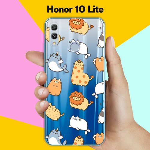 Силиконовый чехол Котики на Honor 10 Lite силиконовый чехол на honor play хонор плэй котики прозрачный