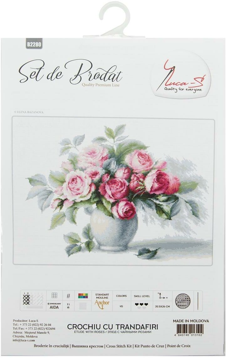 B2280 Набор для вышивания 'Этюд с чайными розами' 35,5*26см, Luca-S