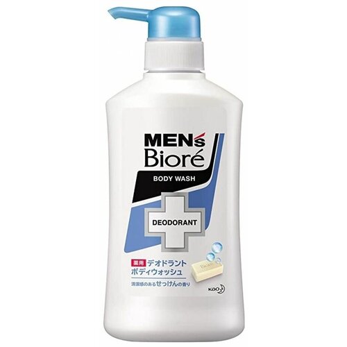 Мужское жидкое мыло для тела KAO Men's Biore пенящееся с противовоспалительным и дезодорирующим эффектом, с ароматом свежести, 440 мл