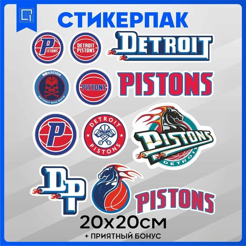 Набор наклеек Стикеры NBA Detroit Pistons 20х20см стикеры и наклейки на клавиатуру для игр ets 2 и ats баттонбокс buttonbox