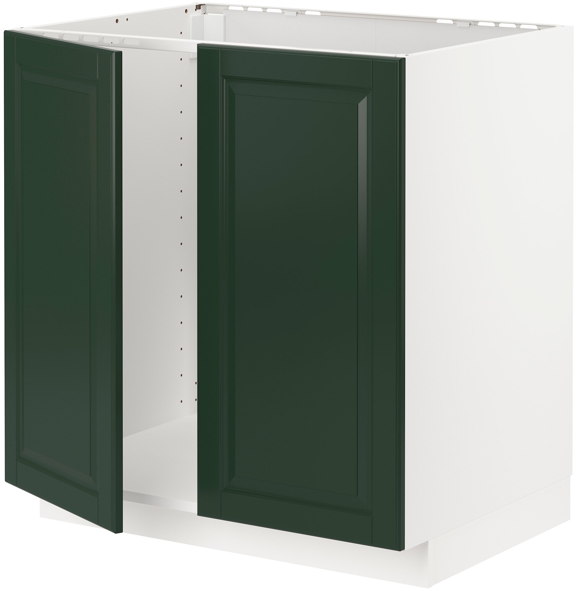 METOD метод напольный шкаф для мойки+2 двери 80x60 см белый/Будбин темно-зеленый - фотография № 1