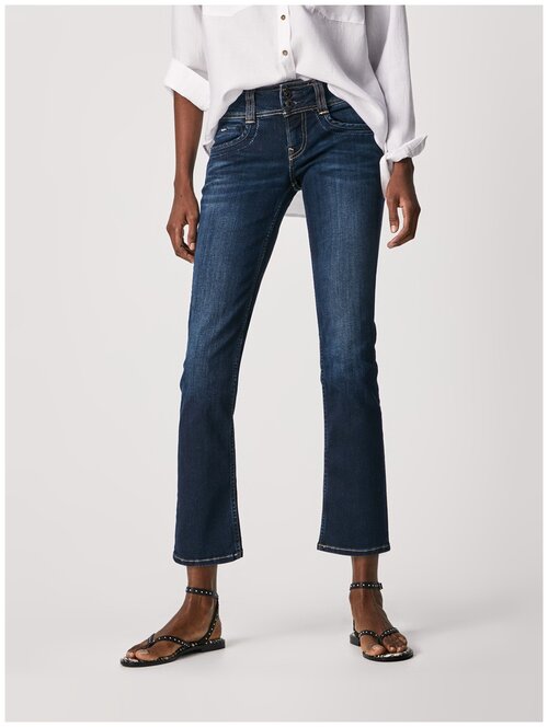 Джинсы  Pepe Jeans, прямые, средняя посадка, стрейч, размер 31, синий