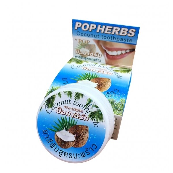 By POP popular Растительная зубная паста с кокосом (в банке), 40 гр, Pop Herbs Coconut Toothpaste