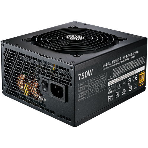 Блок питания Cooler Master MWE Gold V2 Full Modular 750W, 750Вт, 120мм, черный, retail [mpe-7501-afaag-eu]