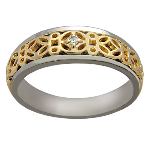 Кольцо обручальное Арт-Ювелир, желтое золото, палладий, 585, 500 проба, бриллиант, размер 18, желтый