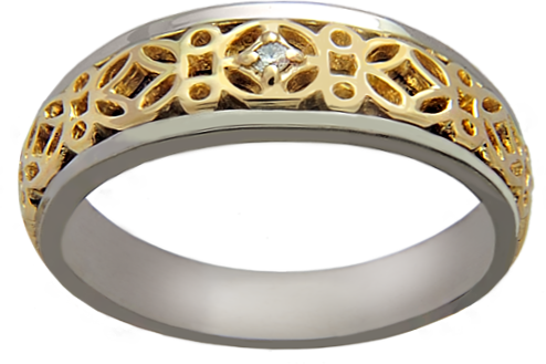 Кольцо обручальное Арт-Ювелир, желтое золото, палладий, 585, 500 проба, бриллиант
