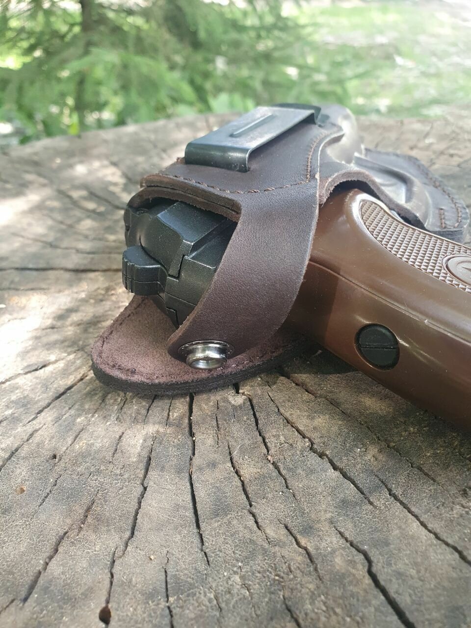 Кобура для поясная оперативная со скобой - клипсой для скрытого ношения, формованная наруральная кожа — фото 1