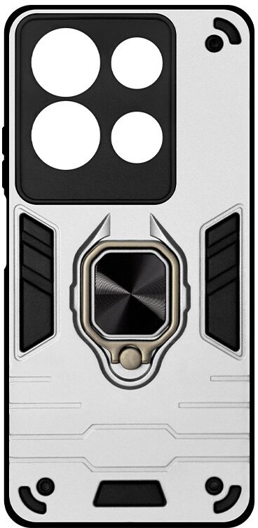 фото Защищенный чехол с металлической пластиной для магнитного держателя и кольцом для Infinix Note 30 DF inArmor-10 (silver)