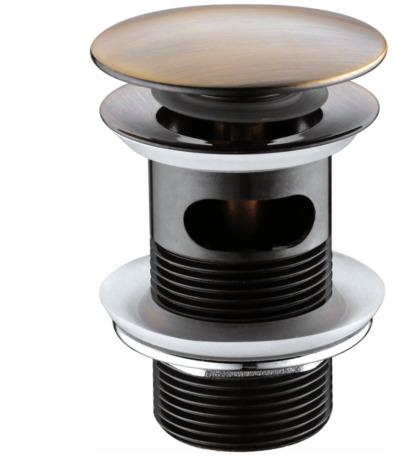 Донный клапан для ванны Push-up с переливом WasserKRAFT светлая бронза A046