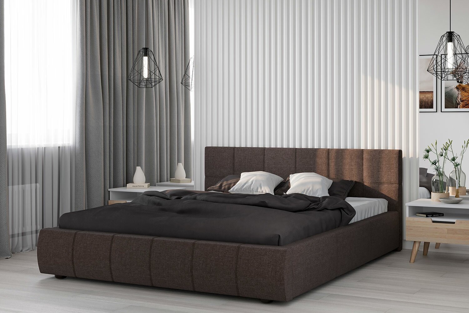 Кровать с подъёмным механизмом Hoff Mila, 195х80х218 , цвет тёмно-коричневый