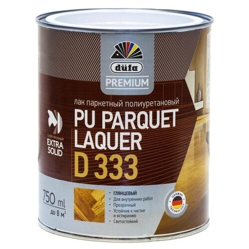 Dufa Premium PU Parquet Laquer D333 бесцветный, глянцевая, 0.75 л