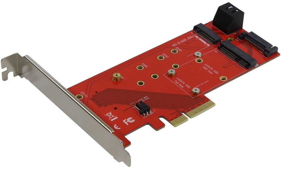 Переходник PCI-Ex4 - NGFF(M.2) SSD PCI-E->M.2 M key SATA->M.2 B key SATA->mSATA | ORIENT C297E