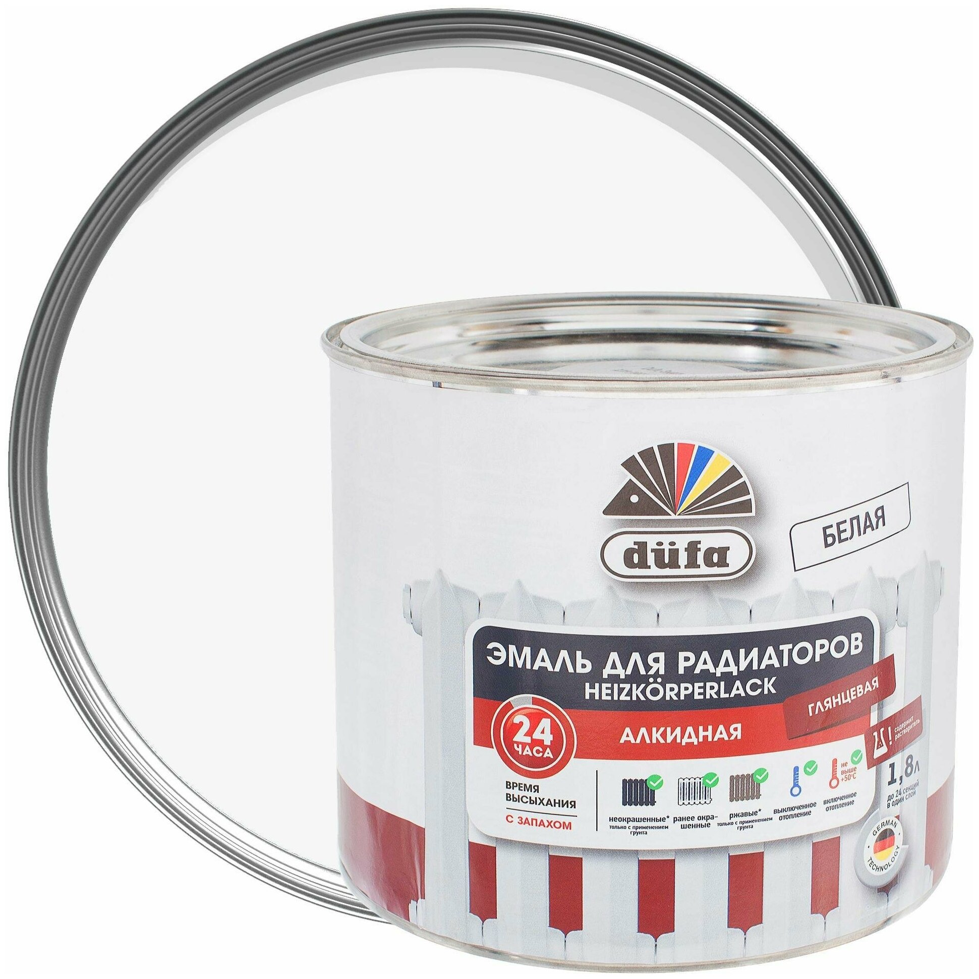 фото Эмаль для радиаторов Dufa 1.8 л база 1
