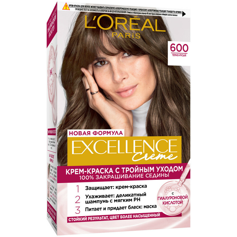 L'Oreal Paris Стойкая крем-краска для волос 'Excellence', оттенок 600, Темно-русый