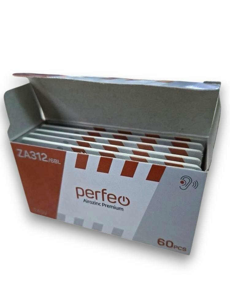 Слуховая батарейка Perfeo ZA312 1.45V AirZink Premium BOX60 , 60шт.