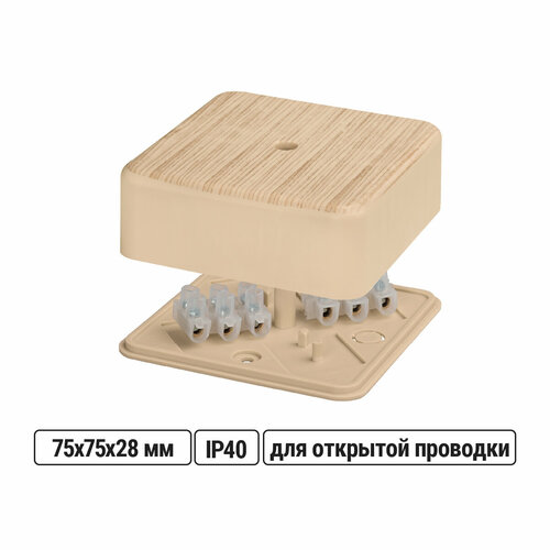 фото Коробка распаячная tdm 75х75х28 оп сосна, с клемневой колодкой, ip40 tdm electric