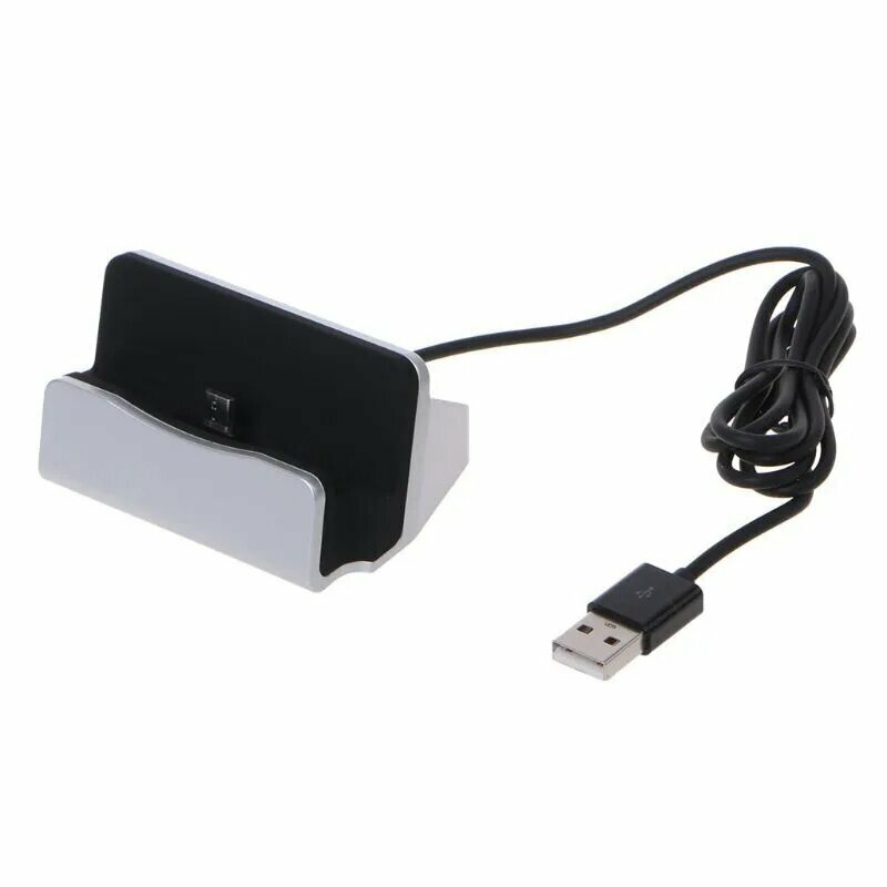Док-станция для зарядки micro USB-серебристый, подставка для смартфона на рабочий стол, держатель для телефона