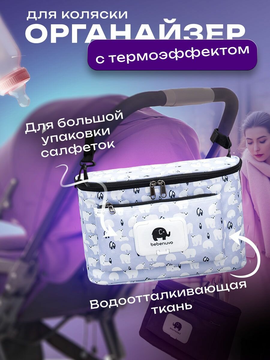 Сумка органайзер для прогулочной коляски, голубой, цвет Голубой