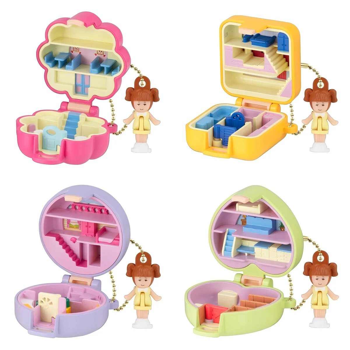 Bandai Polly Pocket Treasure Box Charm, 4шт, Цвет: 4pcs