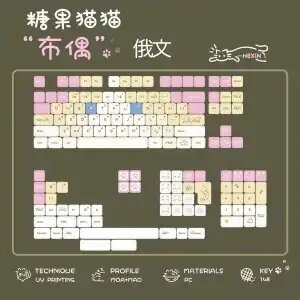 SKIG Keycaps Ragdoll Cat 148 Keys PBT Russian
