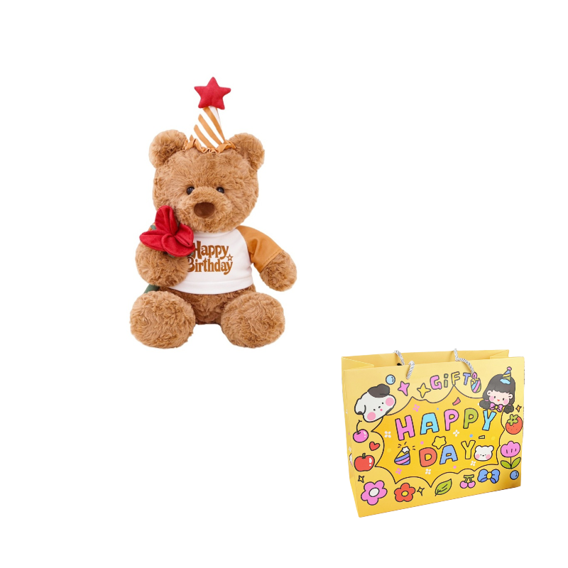 Подарочная сумка унисекс Mise с тортом и надписью Happy Birthday, Rose Bear, 40CM EU