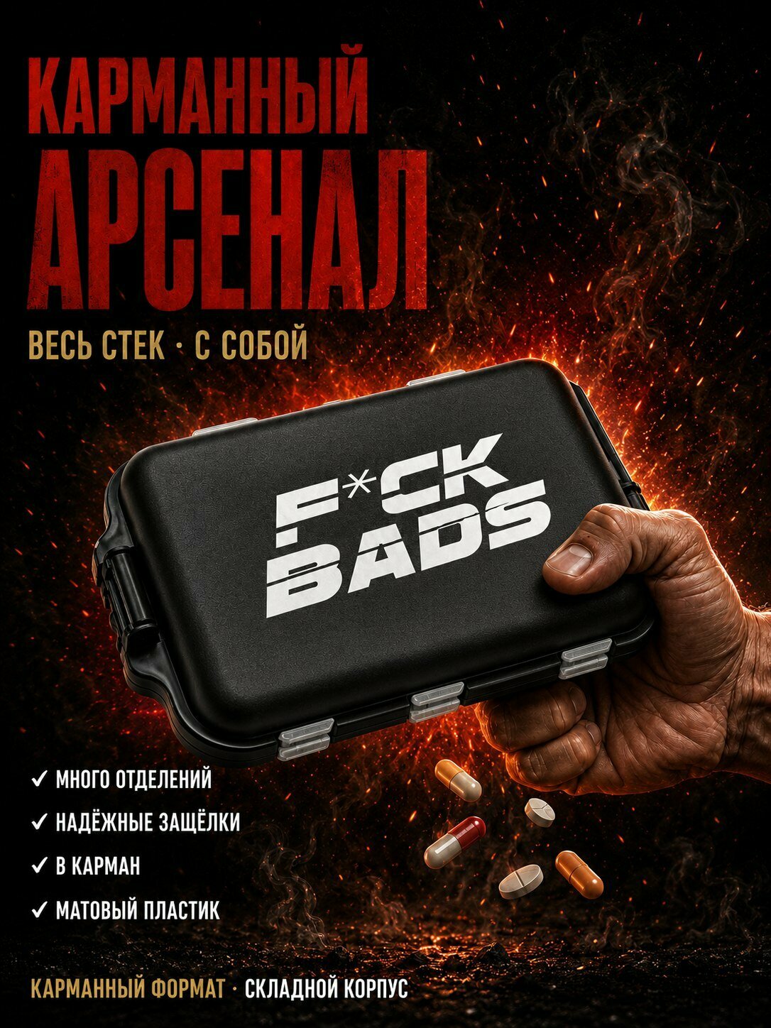 Таблетница на неделю/ Органайзер для таблеток F*uck Bads