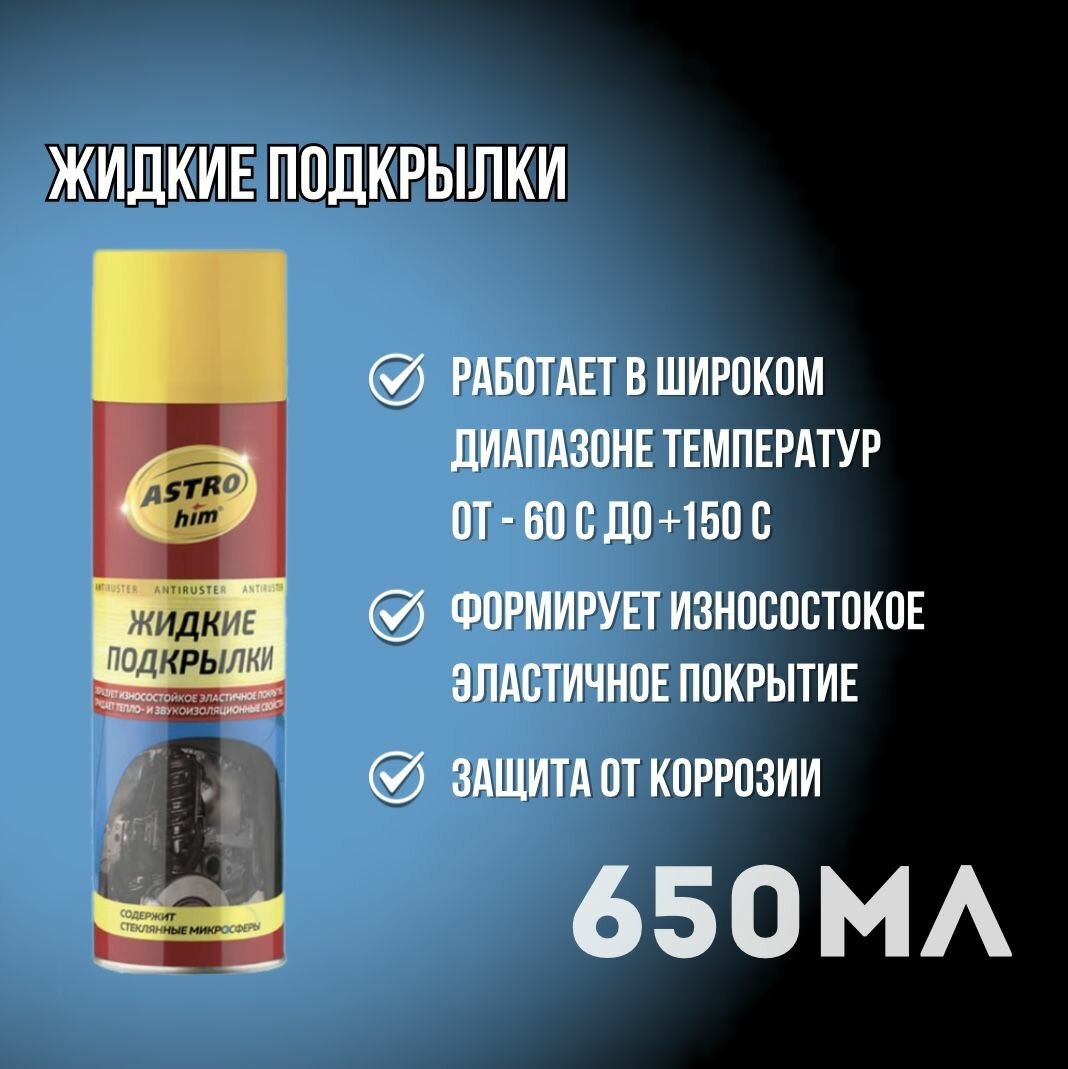 Жидкие подкрылки 650мл (аэрозоль антишум, антигравий) ASTROhim