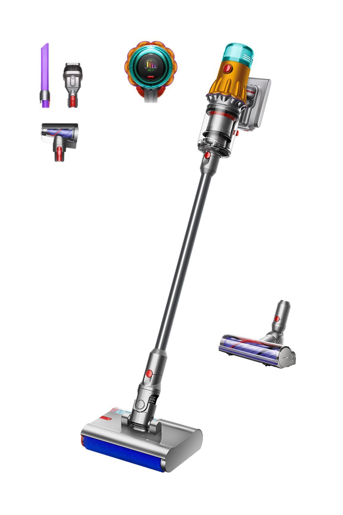 Вертикальный пылесос Dyson V12S Detect Slim Submarine (SV46) (Yellow/Nickel) + Переходник РФ