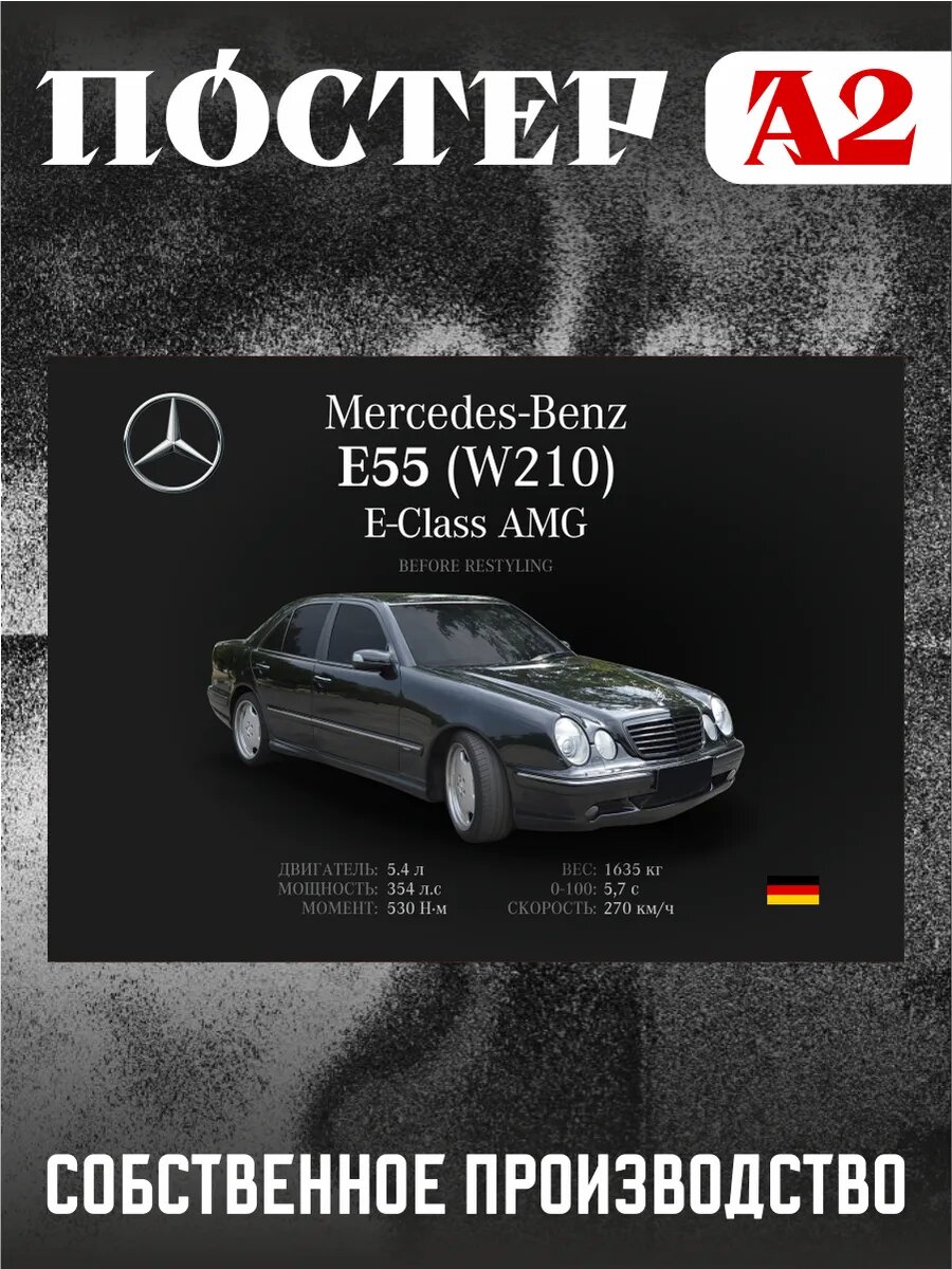 Постер на стену интерьерный А2 Mercedes E55 W210 E-Class AMG