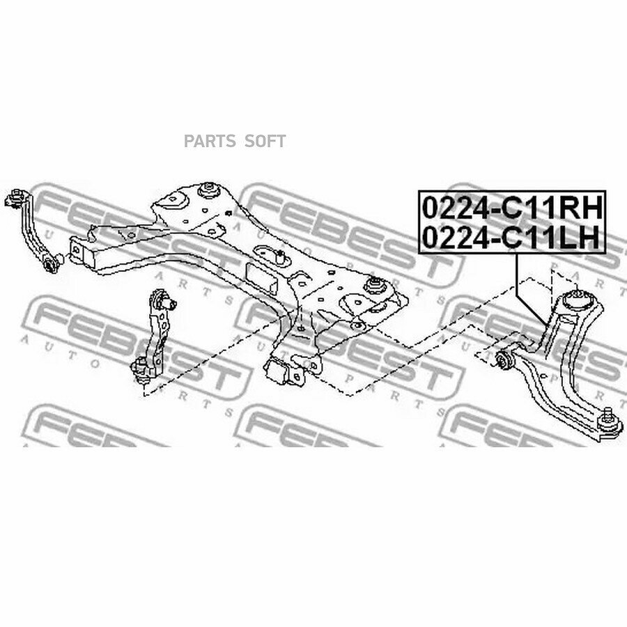 Рычаг Nissan Tiida (C11) 04-11, Cube (Z12) 10- передний правый \ FEBEST 0224-C11RH FEBEST 0224C11RH | цена за 1 шт